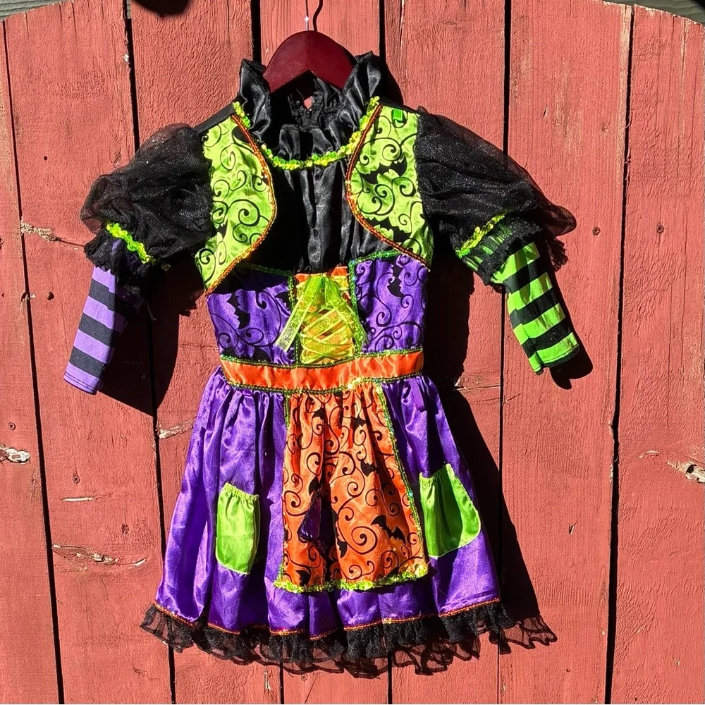 Witchy Costume Sparkly Mystical Horns 5 6 Black Bats Hocus Pocus S Halloween